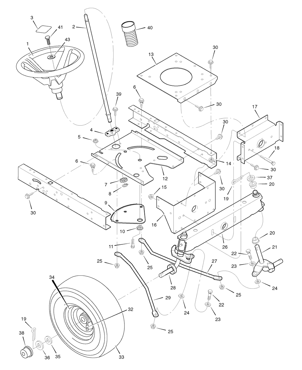 Steering Diagram and Parts List for 7800319-385048X151 2008 Briggs and Stratton Lawn Tractor